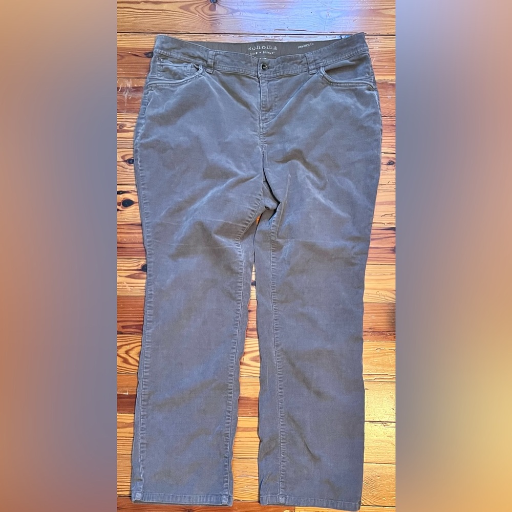 Sonoma Women's Charcoal Life+Style Straight Leg Corduroy Pants